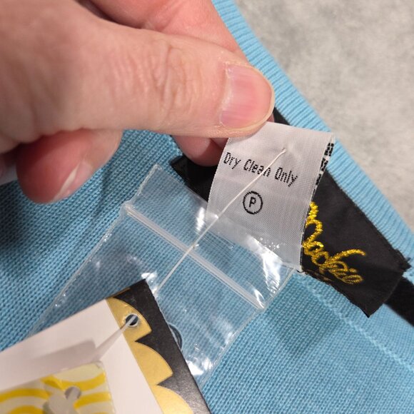 Bob Mackie Sweater Large Blue Black Embroidered Floral Boho Artsy Tunic NEW - Picture 3 of 8